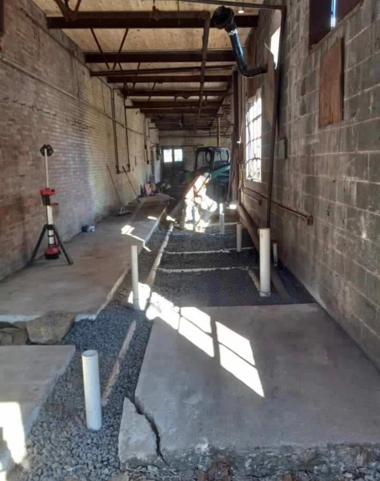 Underground rough-in during a commercial building renovation
